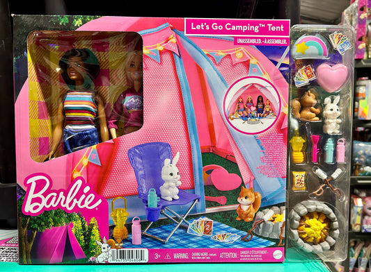 Barbie It Takes Two Let's Go Camping Tent Playset with Brooklyn & Malibu Dolls & 20 Accessories