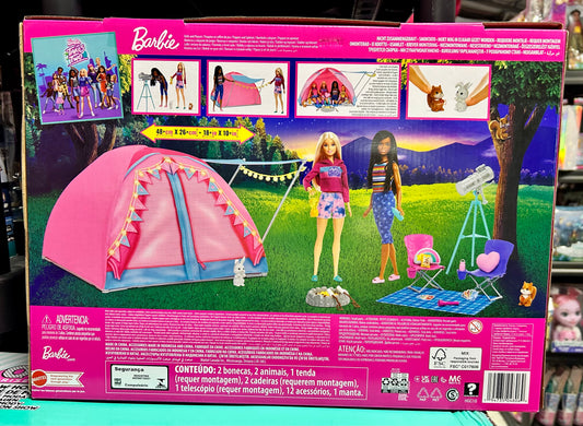 Barbie It Takes Two Let's Go Camping Tent Playset with Brooklyn & Malibu Dolls & 20 Accessories