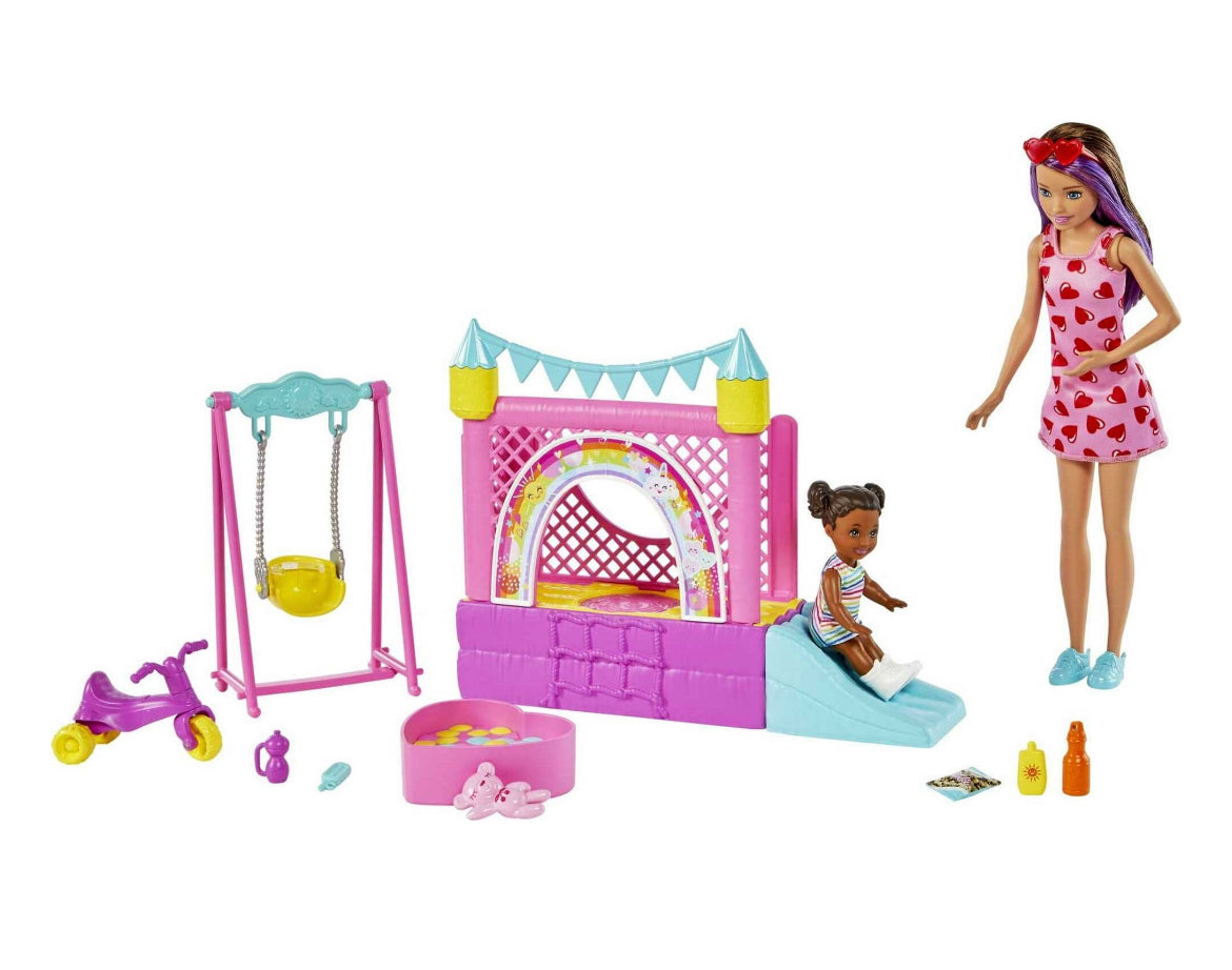Barbie Skipper Babysitters Inc Bounce House Playset, Skipper Doll, Toddler Small Doll & Accessories