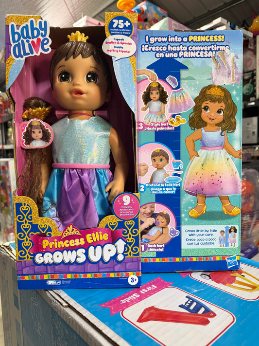 Baby Alive: Princess Ellie Grows Up! 15-Inch Doll Brown Hair 121587