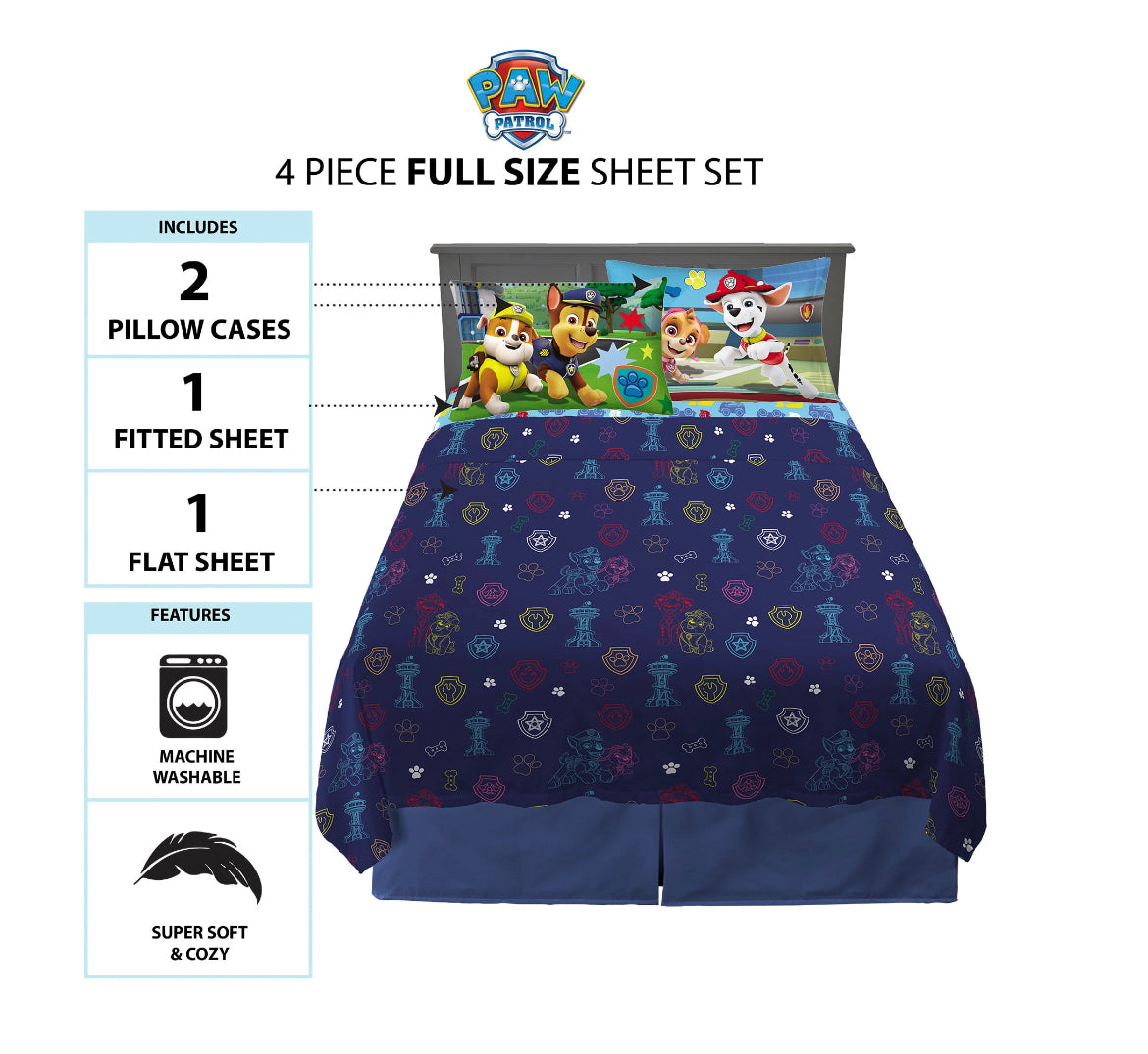 PAW Patrol Kids Full Sheet Set