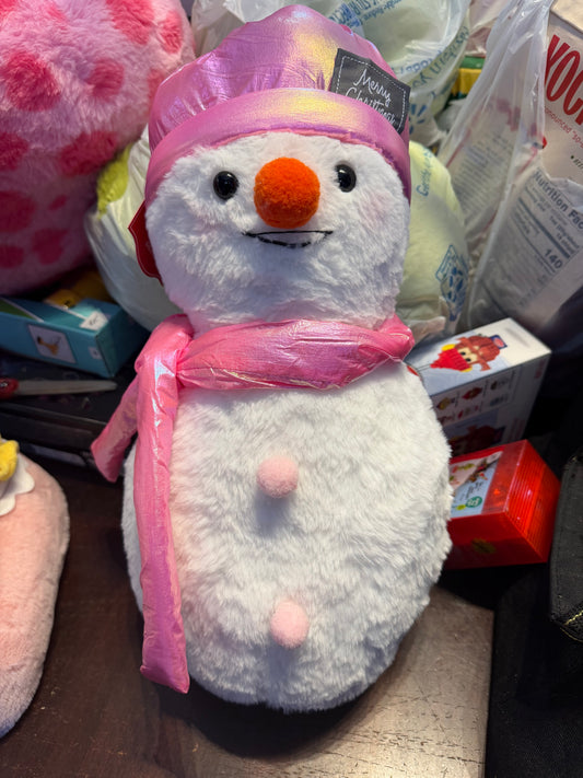16” Christmas Snowman Pink Hat Tabletop Decoration 219397