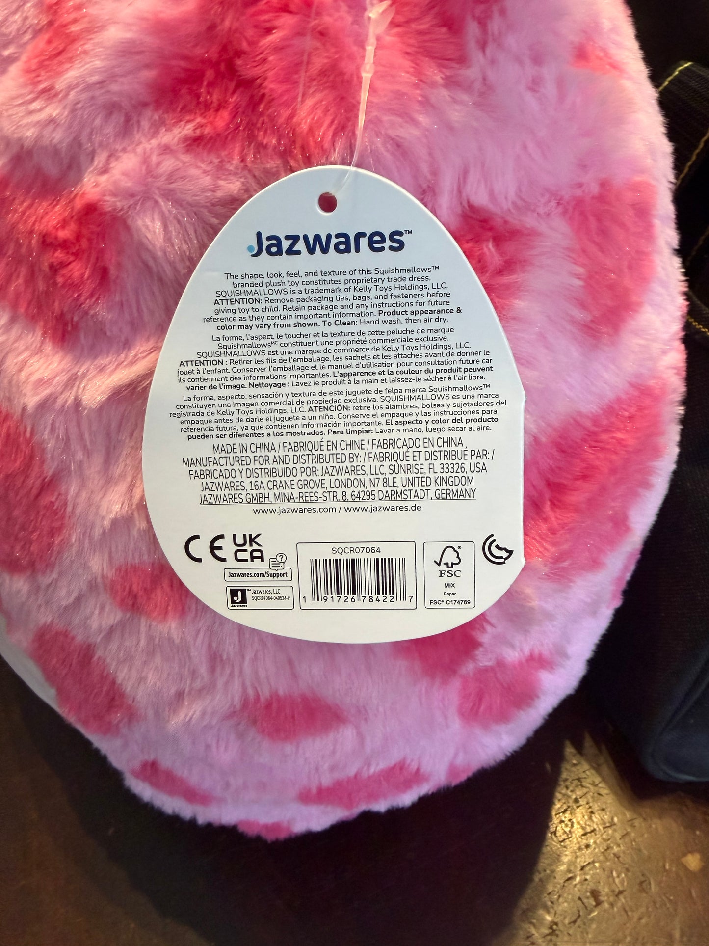 Squishmallows FuzzAMallow 12” Gwendle the Pink Spotted Pig 784227