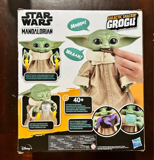 Star Wars The Mandalorian Galactic Snackin' Grogu Animatronic Action Figure, 40+ Sounds and Motions