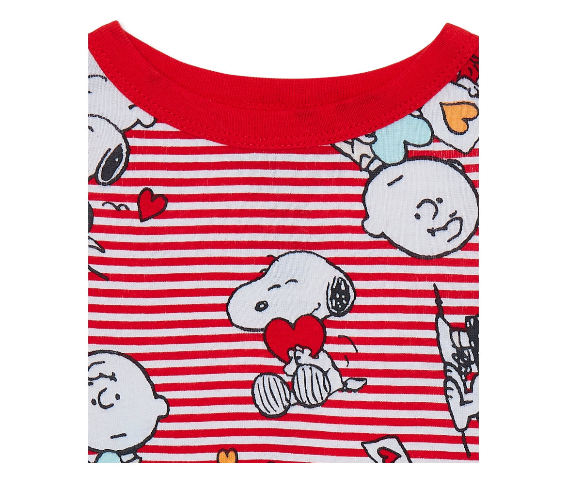 Peanuts Snoopy and Charlie Brown Toddler Unisex Valentine's Day Long Sleeve Top and Pants, 2-Piece Pajama Set