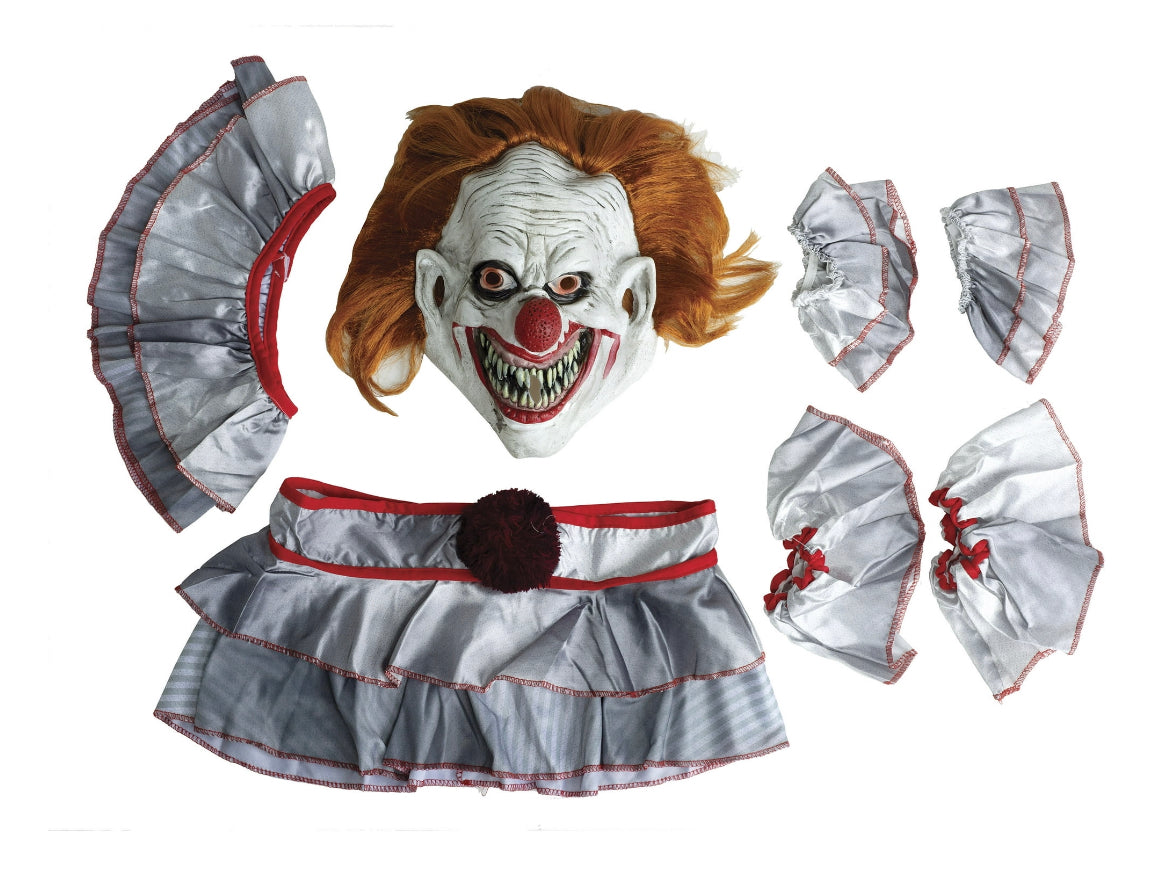 Fun World Twisted Clown Gray Halloween Scary Costume