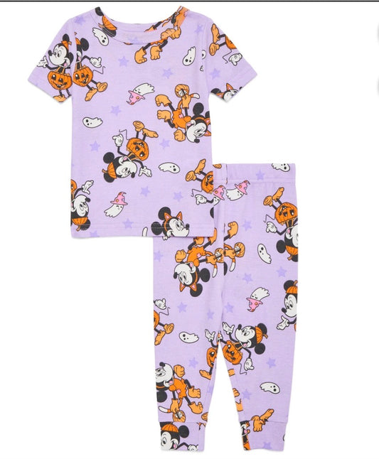 Minnie Mouse Toddler Halloween Graphic Short Sleeve Shirt & Pant Pajama Set Size -3T