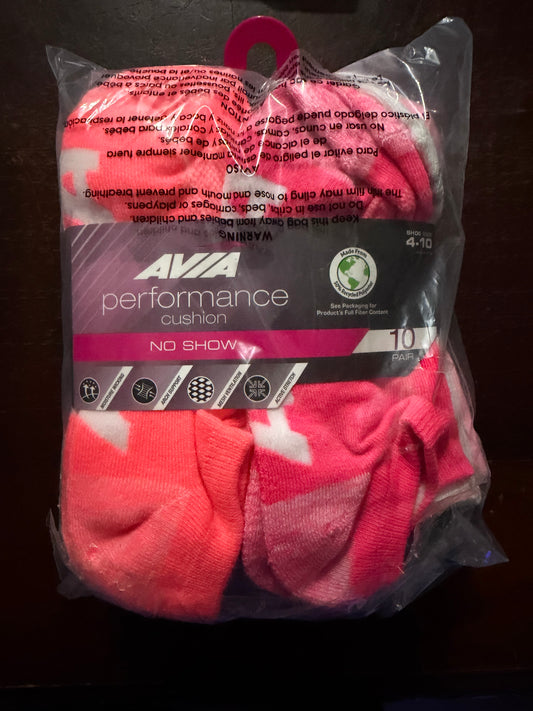 Avia Performance Cushion No Show Women’s Socks, 10-Pack, Shoe Size (4-10) 32890