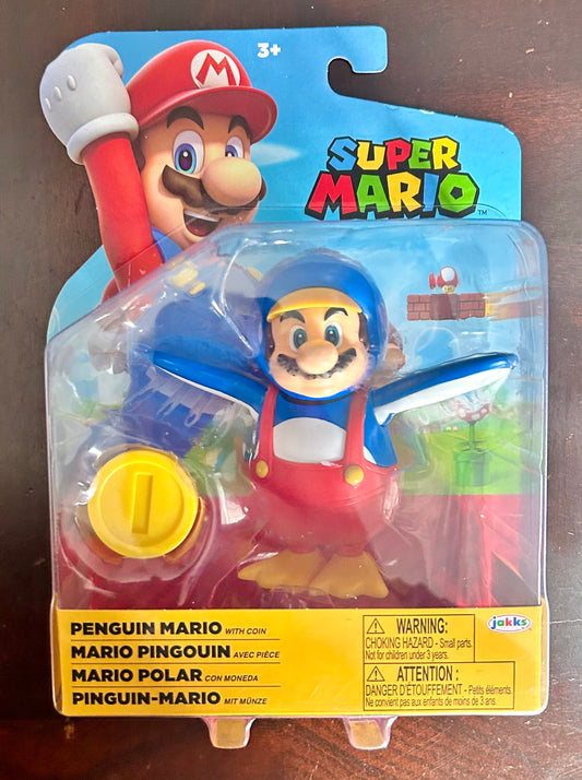 Super Mario Bros 4” Figure Penguin Mario w/ Coin 40824