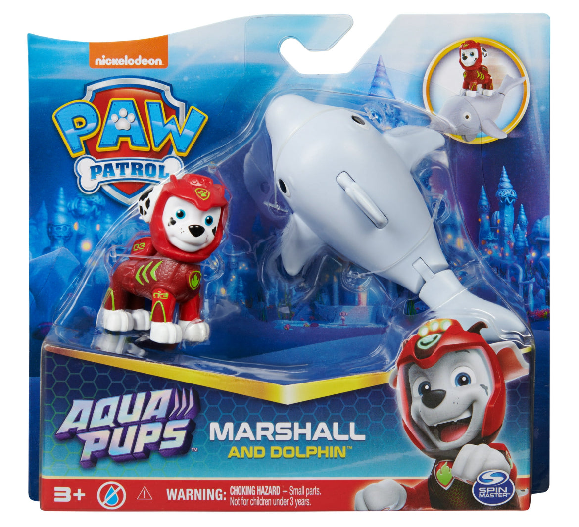 PAW Patrol, Aqua Pups Marshall and Dolphin Action Figures