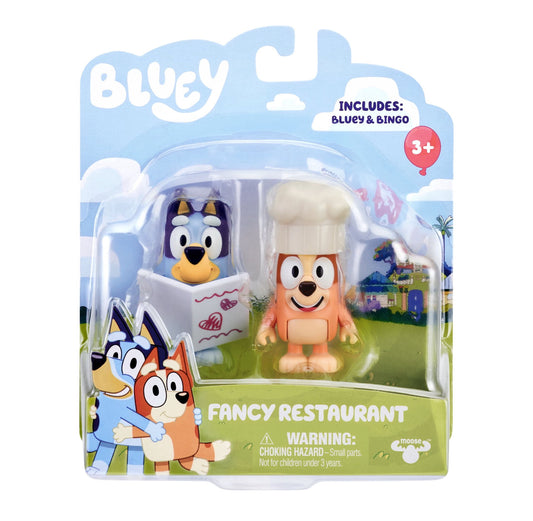 Bluey Fancy Restaurant, 2-Pack, Bluey & Bingo Articulated Figures
