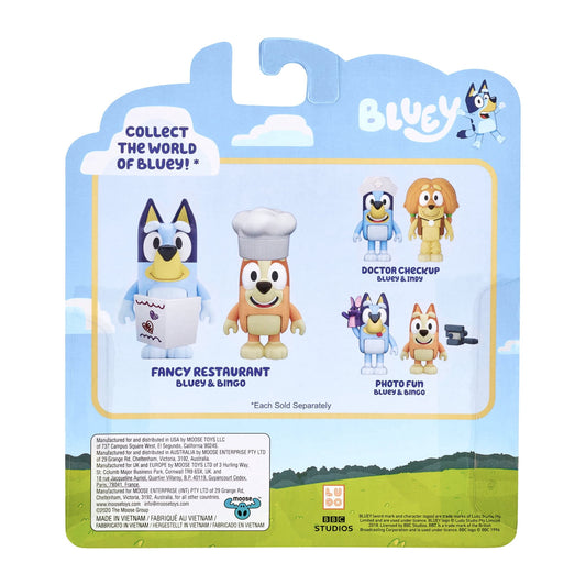 Bluey Fancy Restaurant, 2-Pack, Bluey & Bingo Articulated Figures