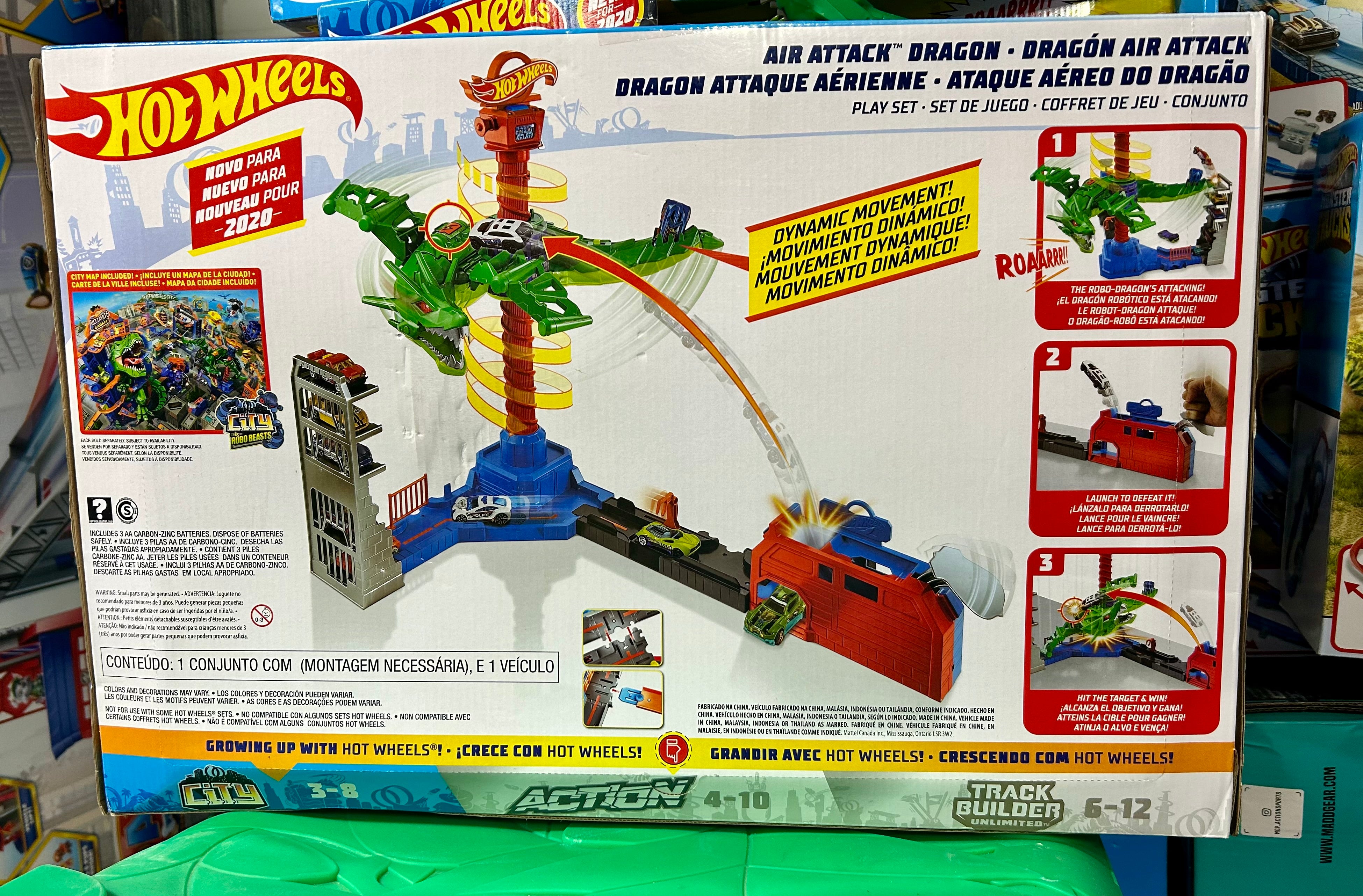 Hot Wheels Air Attack Dragon Track Set, Motorized Robo Dragon with 1 Toy  Car in 1:63 Scale 