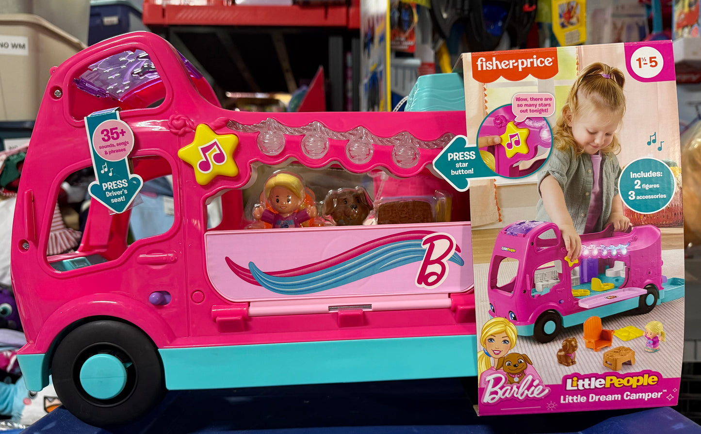 Fisher-Price Little People Barbie Little Dreamcamper RV Playset with Music Lights & 2 Figures 211029