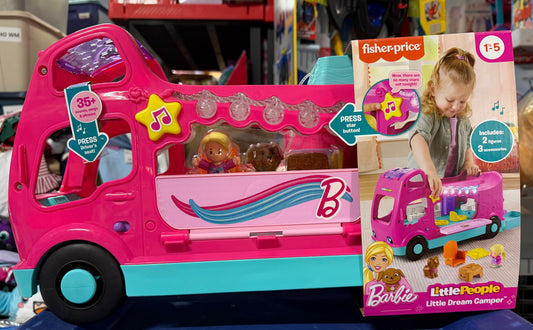 Fisher-Price Little People Barbie Little Dreamcamper RV Playset with Music Lights & 2 Figures 211029