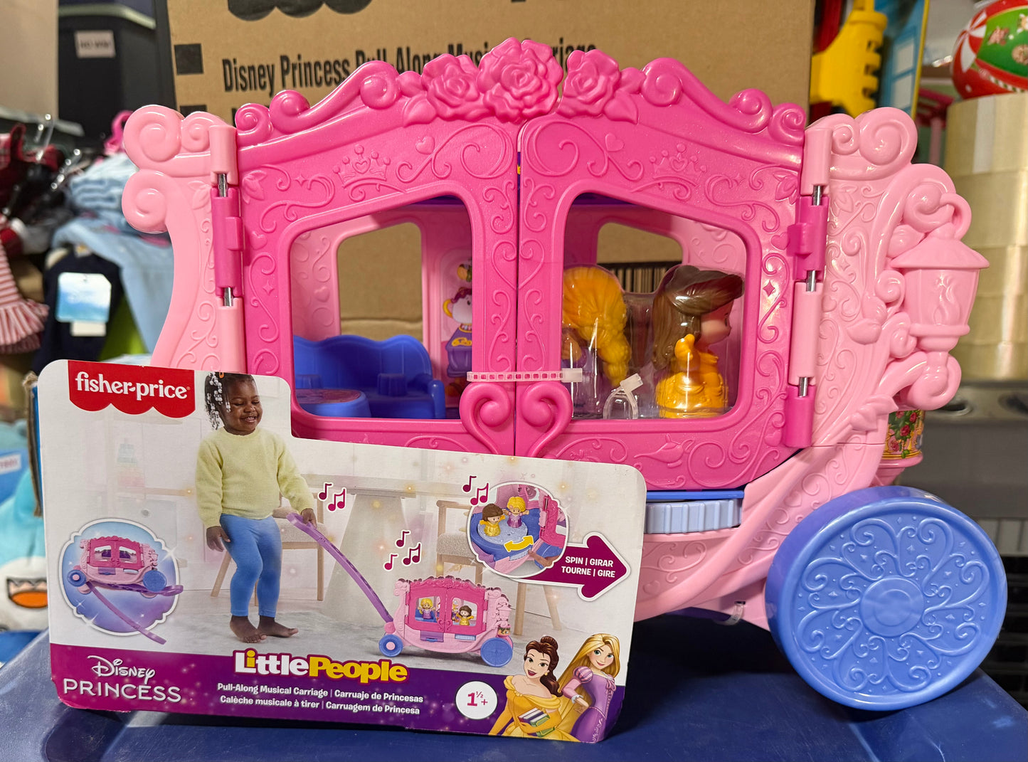 Fisher-Price Little People Disney Princess Pull-Along Musical Carriage Toddler Toy with 2 Figures 277889