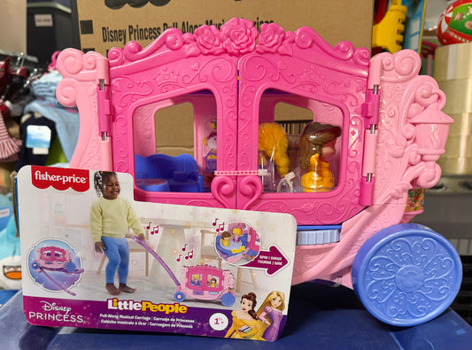 Fisher-Price Little People Disney Princess Pull-Along Musical Carriage Toddler Toy with 2 Figures 277889