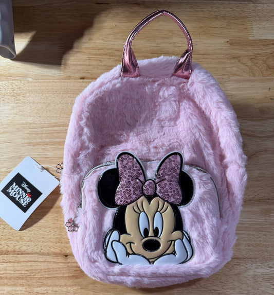 Minnie Mouse Girls Faux Fur Mini Backpack, Pink 28933