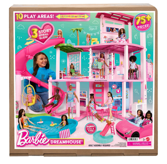 Barbie Dreamhouse, 75+ Pieces, Pool Party Doll House with 3 Story Slide 13426