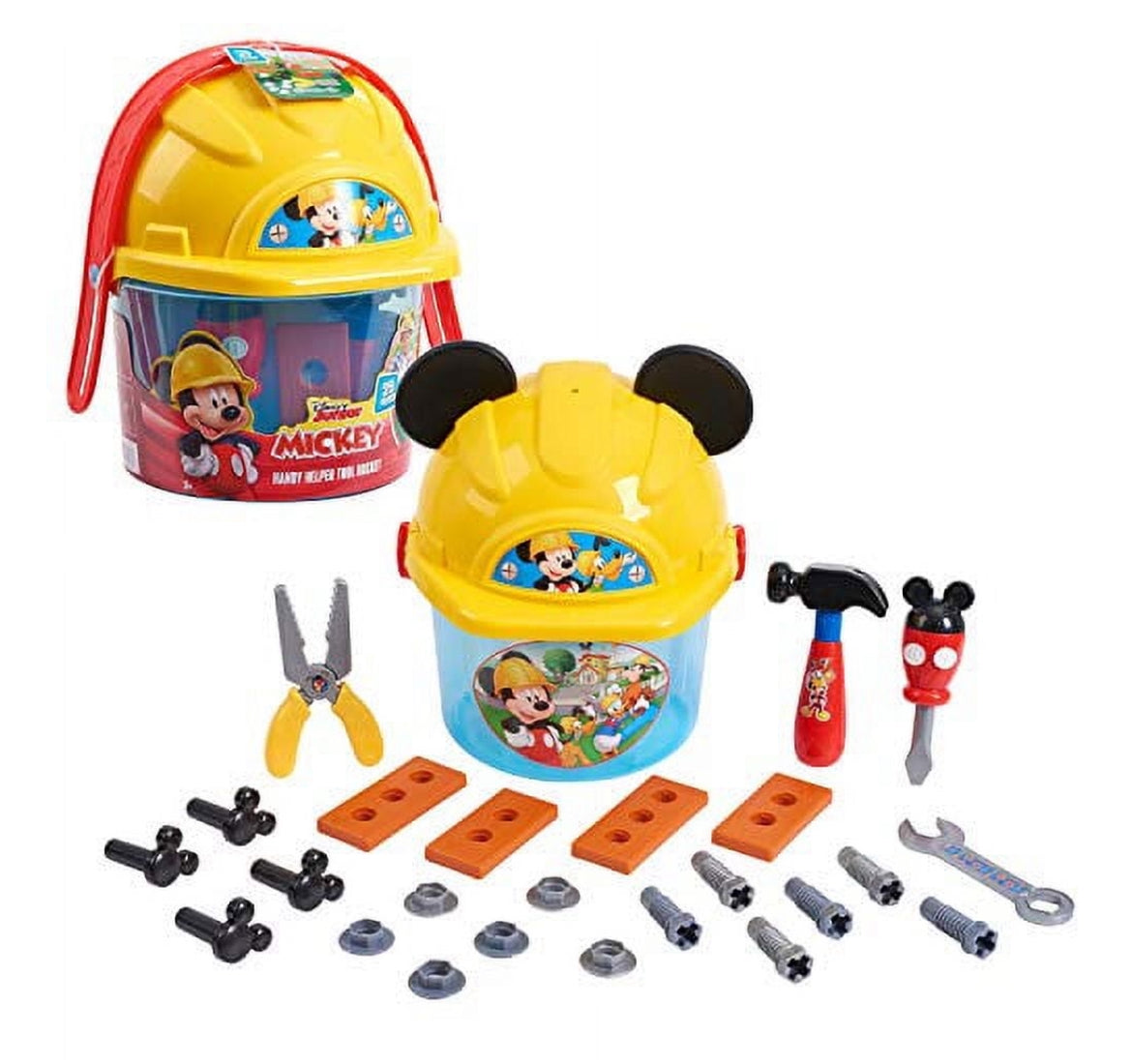 Disney Junior Mickey Mouse Handy Helper Tool Bucket Construction Role Play Set, 25-pieces