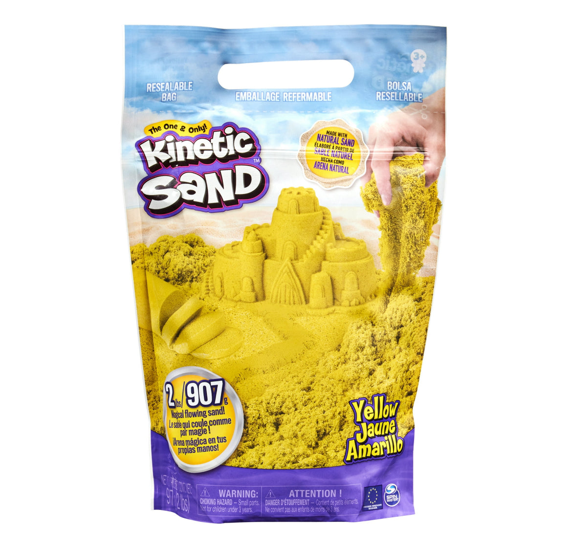 Kinetic Sand the Original Moldable Sensory Play Sand, Yellow, 2 Pounds