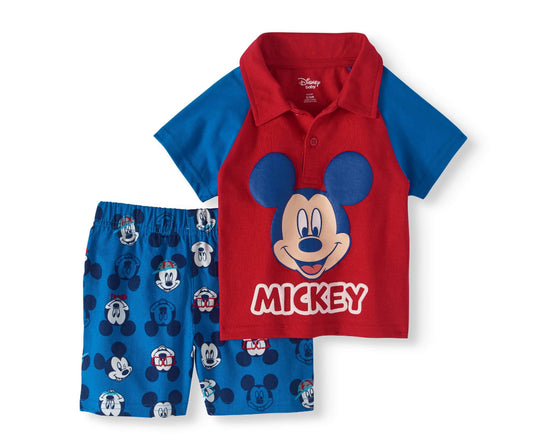 Disney Baby Mickey Mouse Polo Shirt & Shorts, 2pc Outfit Set