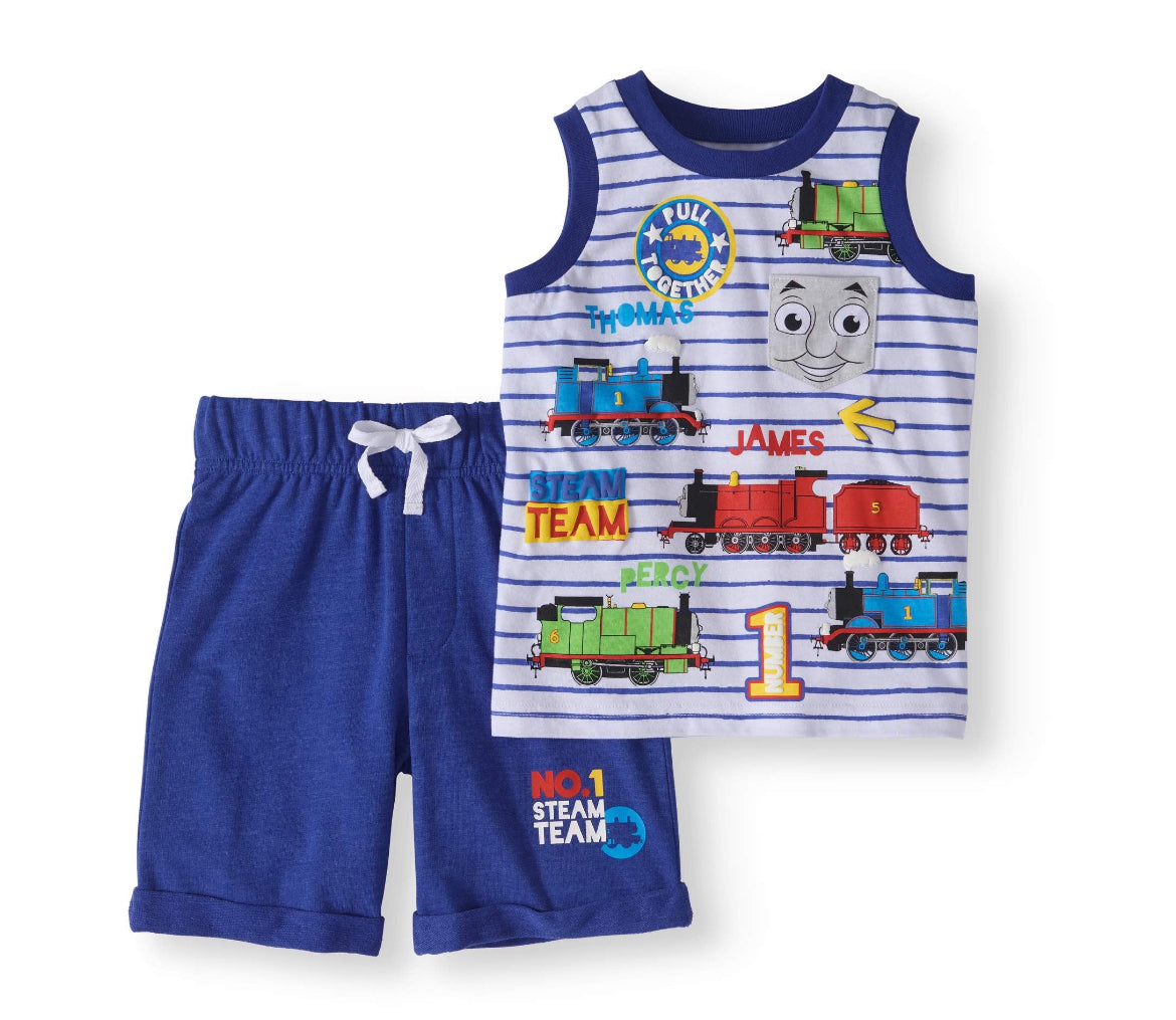 Thomas the Train Toddler Boys' Tank and French Terry Shorts 2-Piece Outfit Set