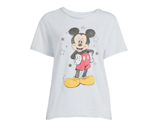 Mickey Mouse Women's Juniors Vintage Wash Knit Graphic Tee