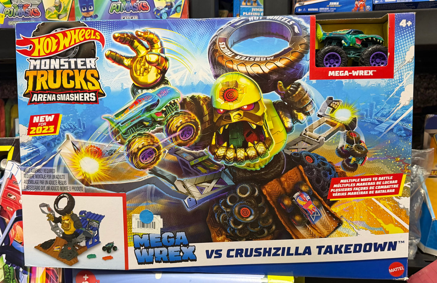 Hot Wheels Monster Trucks Arena Smashers Mega-Wrex vs. Crushzilla Takedown Playset 16432