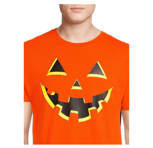Men's Halloween Jack-o'-Lantern Graphic Tee, Fall Short Sleeve T-Shirt