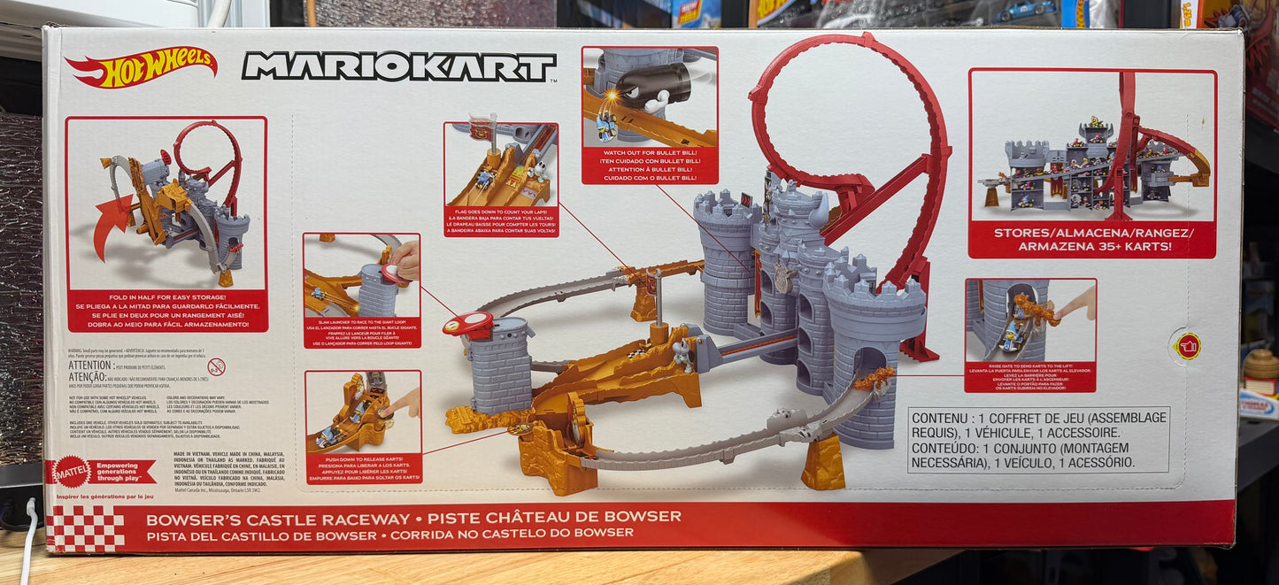 Hot Wheels Mario Kart Bowser's Castle Track Set with 1:64 Scale Die-Cast 32881