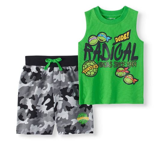 Teenage Mutant Ninja Turtle Toddler Boy Tank & French Terry Shorts 2pc Outfit Set