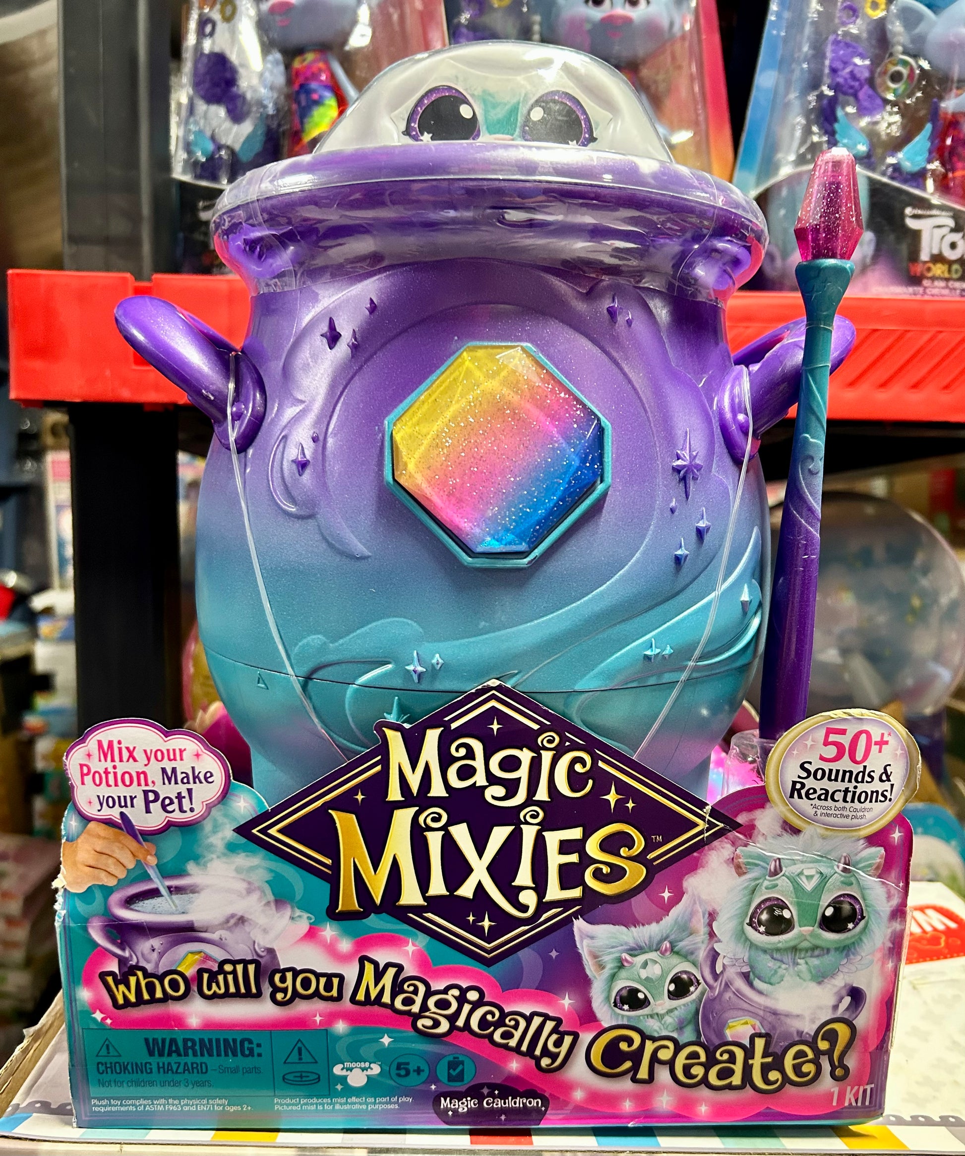 magic mixing pot toy Magic Mixies Magical Real Misting Purple Cauldron with Interactive 8" Blue and Plush 14950