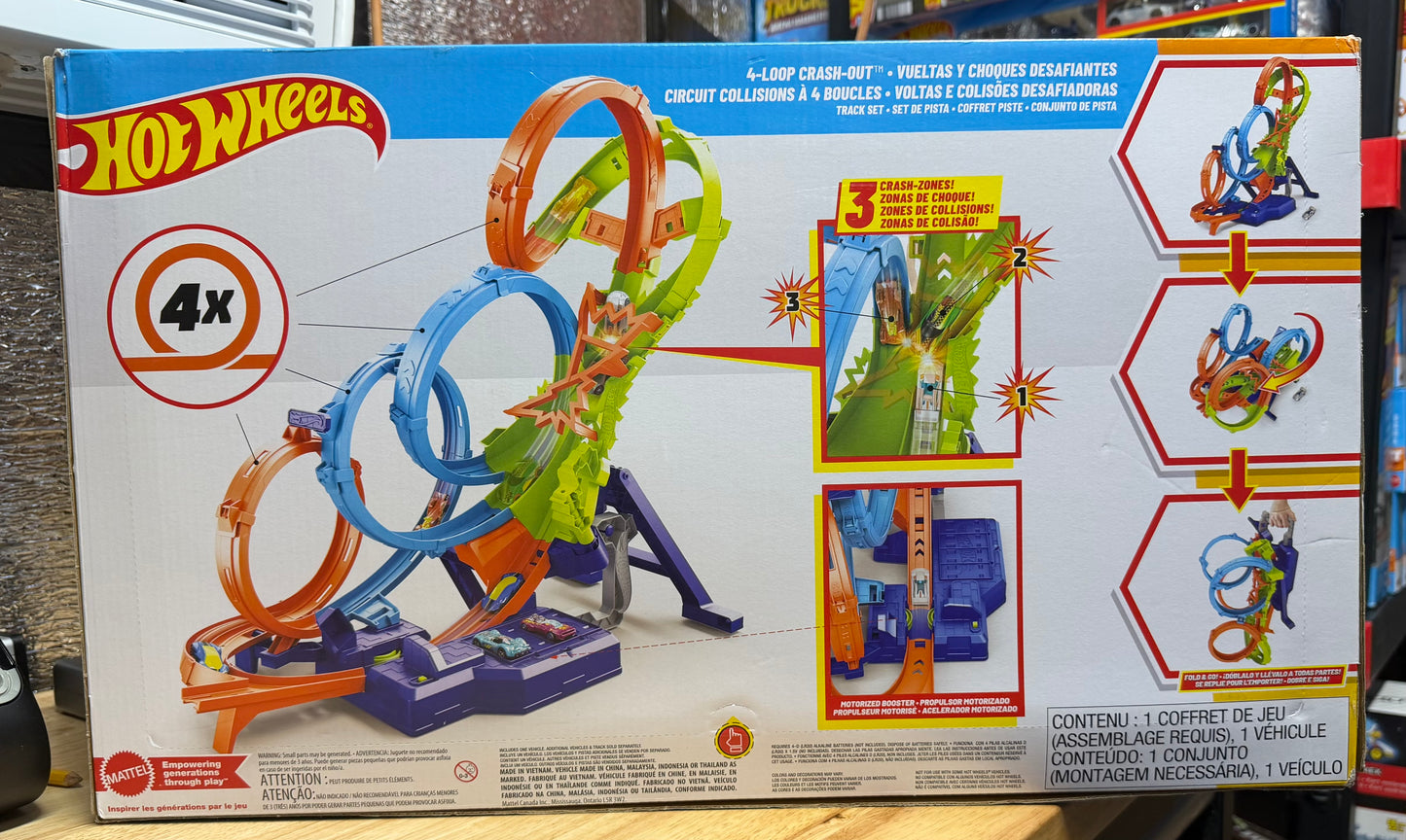 Hot Wheels 4-Loop Crash-Out Track Set 23716