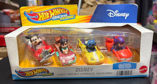 Hot Wheels Racer Verse Disney 4-Pack, Mickey, Vanellope, Stitch, Hiro & Baymax 10113