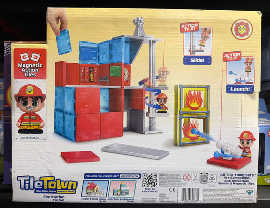 TileTown Fire Station Magnetic Tile Building Set 82068
