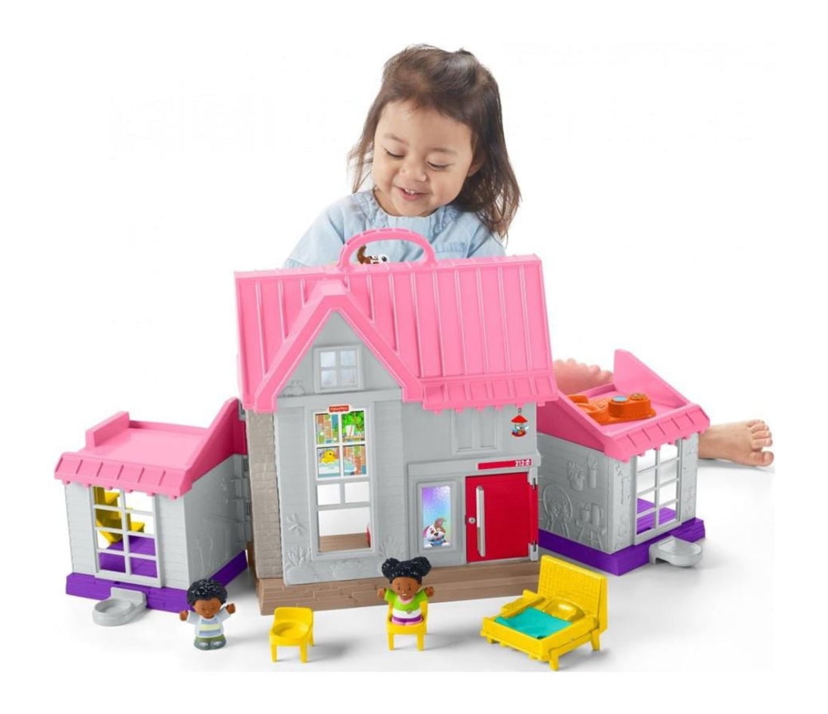 Fisher-Price Little People Big Helpers Interactive Home Playset with Tessa and Chris, Pink