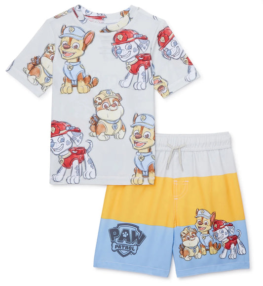 Paw Patrol Toddler Boy Short-Sleeve Rashguard Swim Set Size 12-M 28032