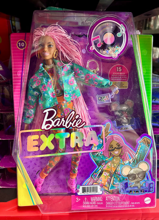 Barbie Extra Fashion Doll #10 with Long Pink Braids in Teal Floral Jacket 95500