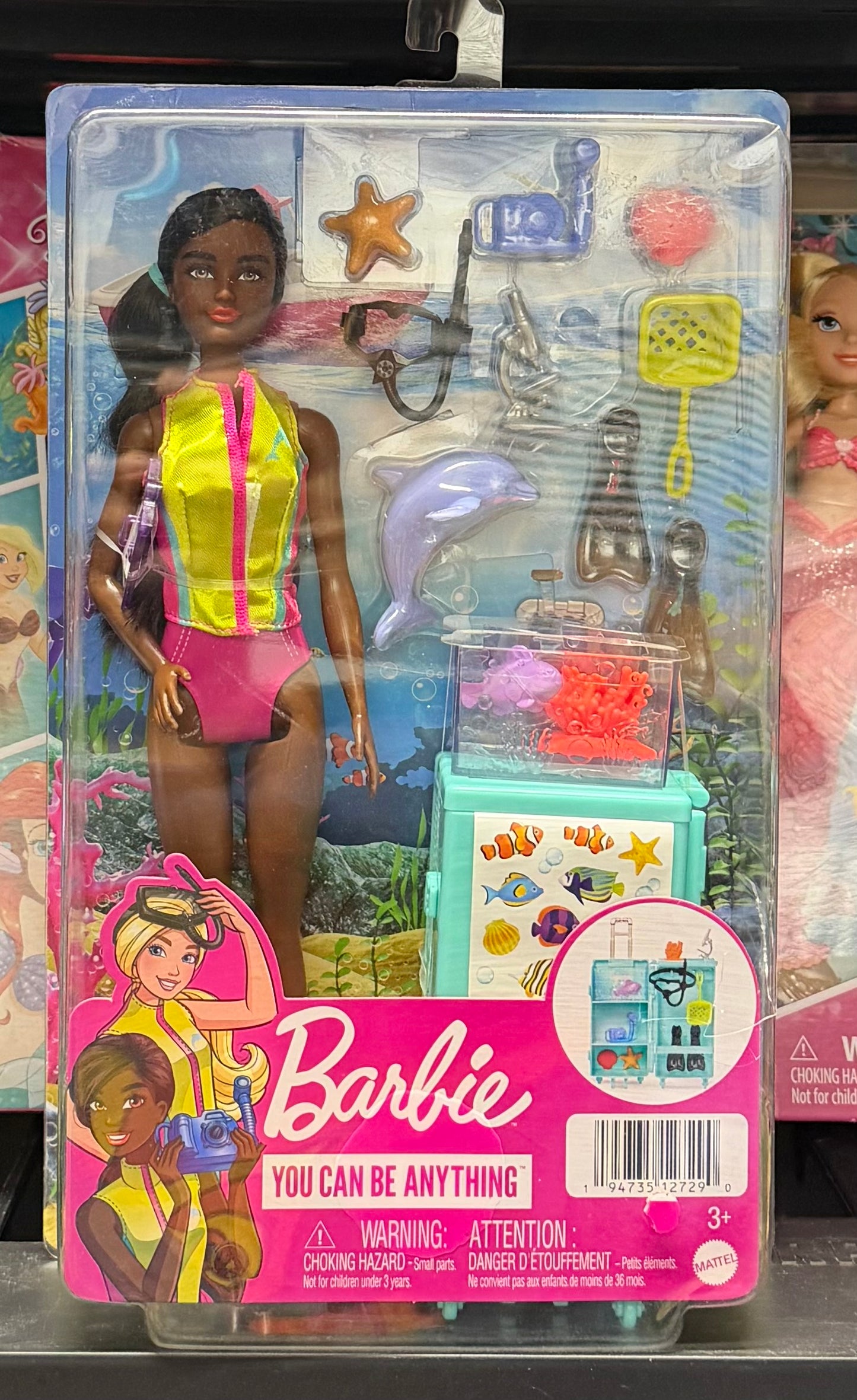Barbie Marine Biologist Doll and Accessories, Mobile Lab Playset with Brunette Doll 12729