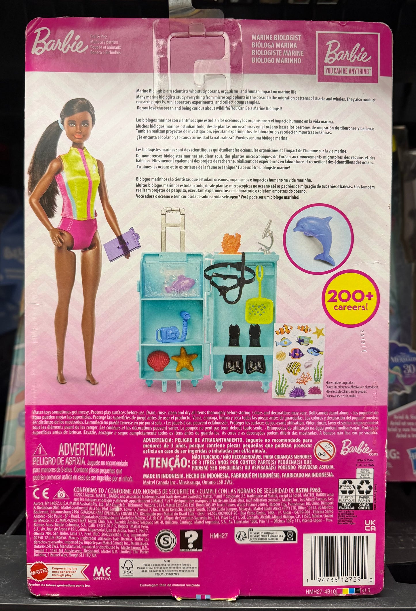 Barbie Marine Biologist Doll and Accessories, Mobile Lab Playset with Brunette Doll 12729