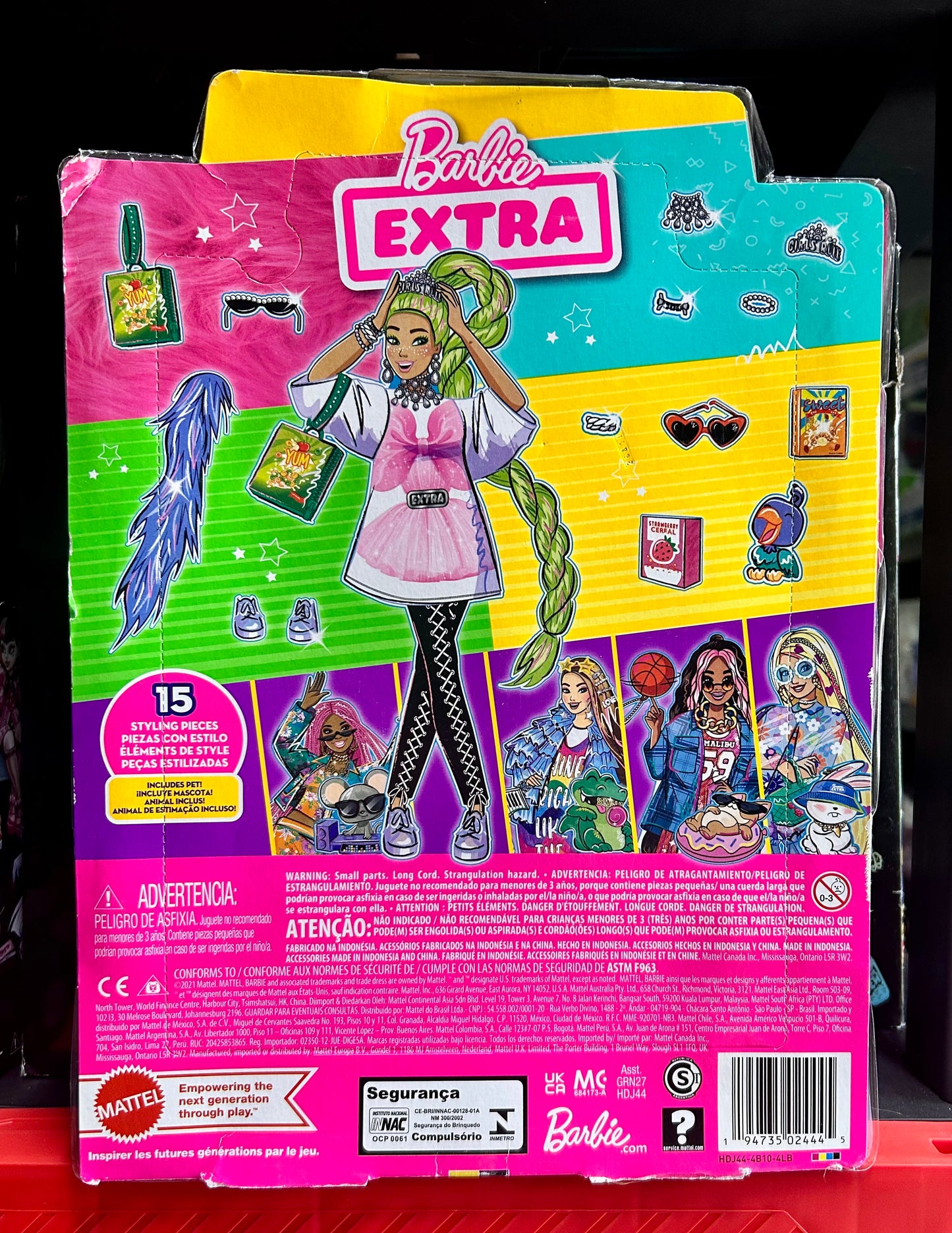 Barbie Extra Fashion Doll #11 with Neon Green Haird with Feather Boa 02444