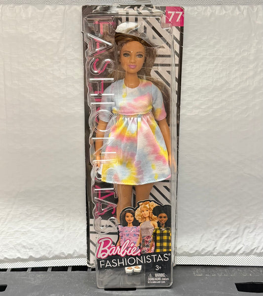 Barbie Fashionistas Doll #77 Curvy Body Type Wearing Tie Dye Dress 53481