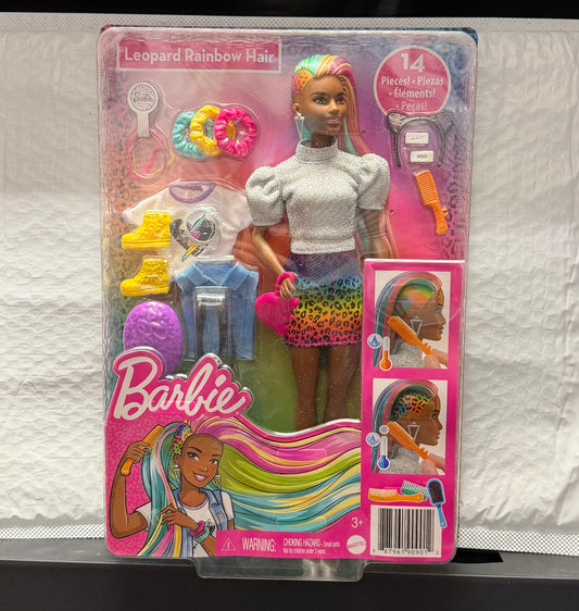 Barbie Leopard Rainbow Hair Doll Color-Change Highlights 90901