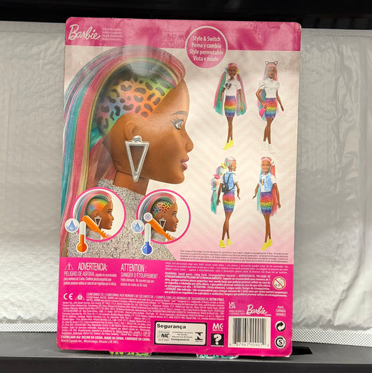 Barbie Leopard Rainbow Hair Doll Color-Change Highlights 90901