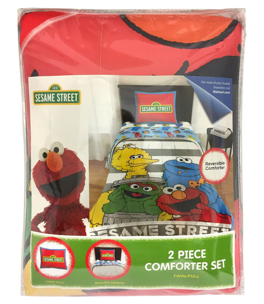 Sesame Street Kids 2-Piece Twin/Full Reversible Comforter and Sham Bedding Set 25233