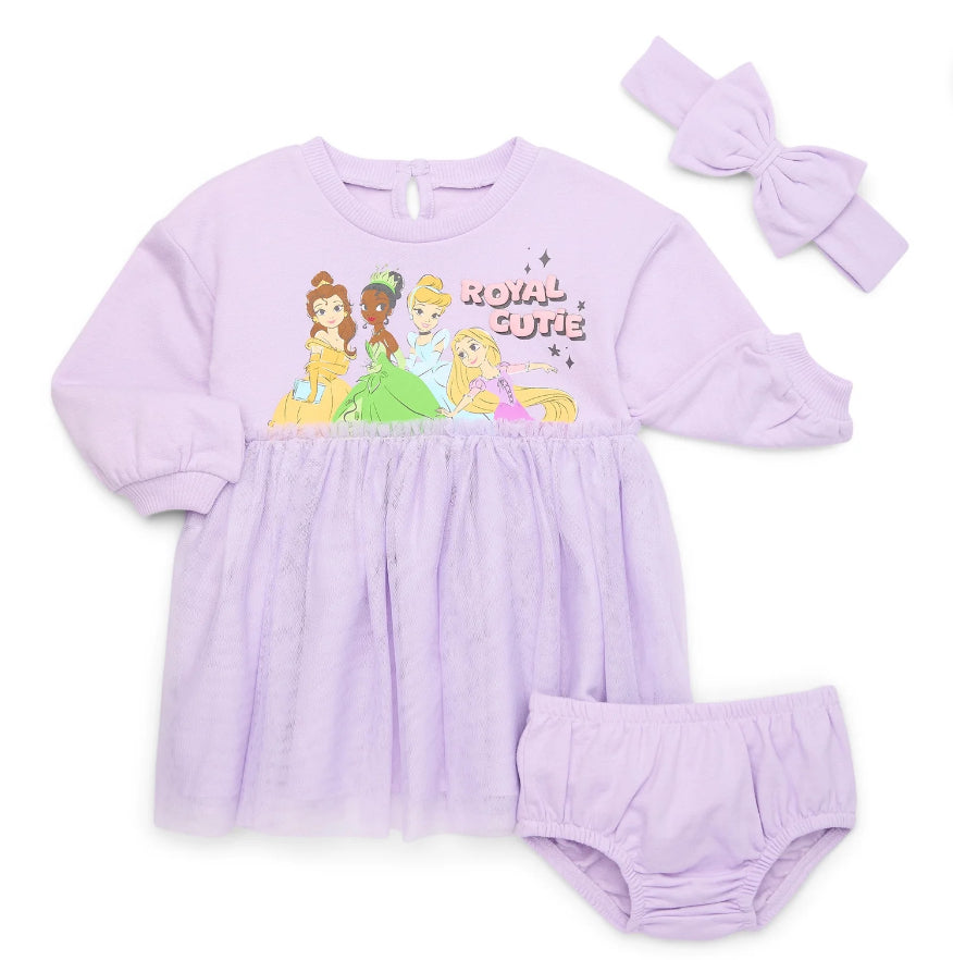 Disney Princess Baby Girls Tutu Dress with Diaper Cover and Headband Set