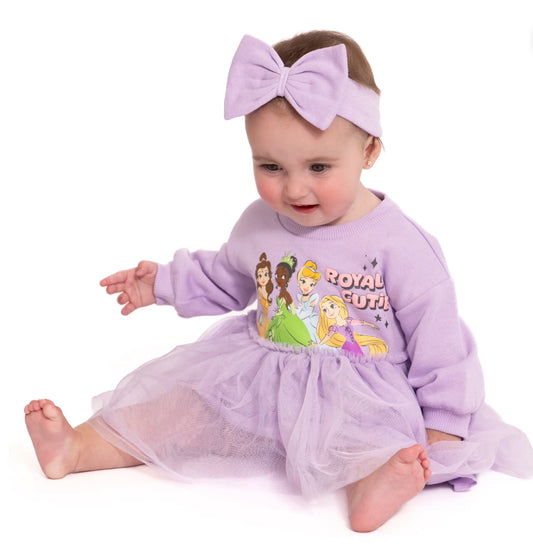 Disney Princess Baby Girls Tutu Dress with Diaper Cover and Headband Set