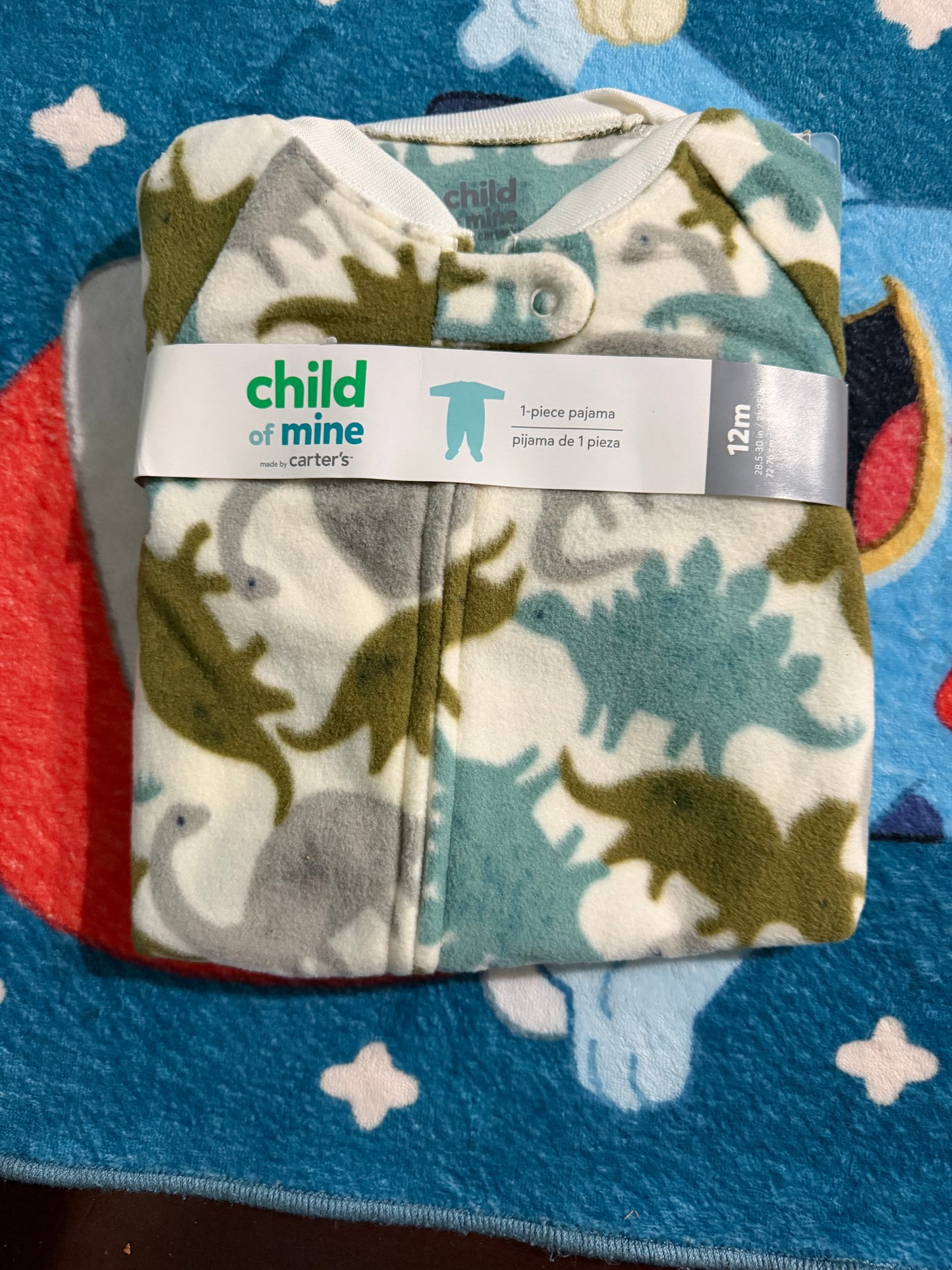 Carter’s Child of Mine 1-Piece Pajama Set Dinosaur Themed 12M 71239