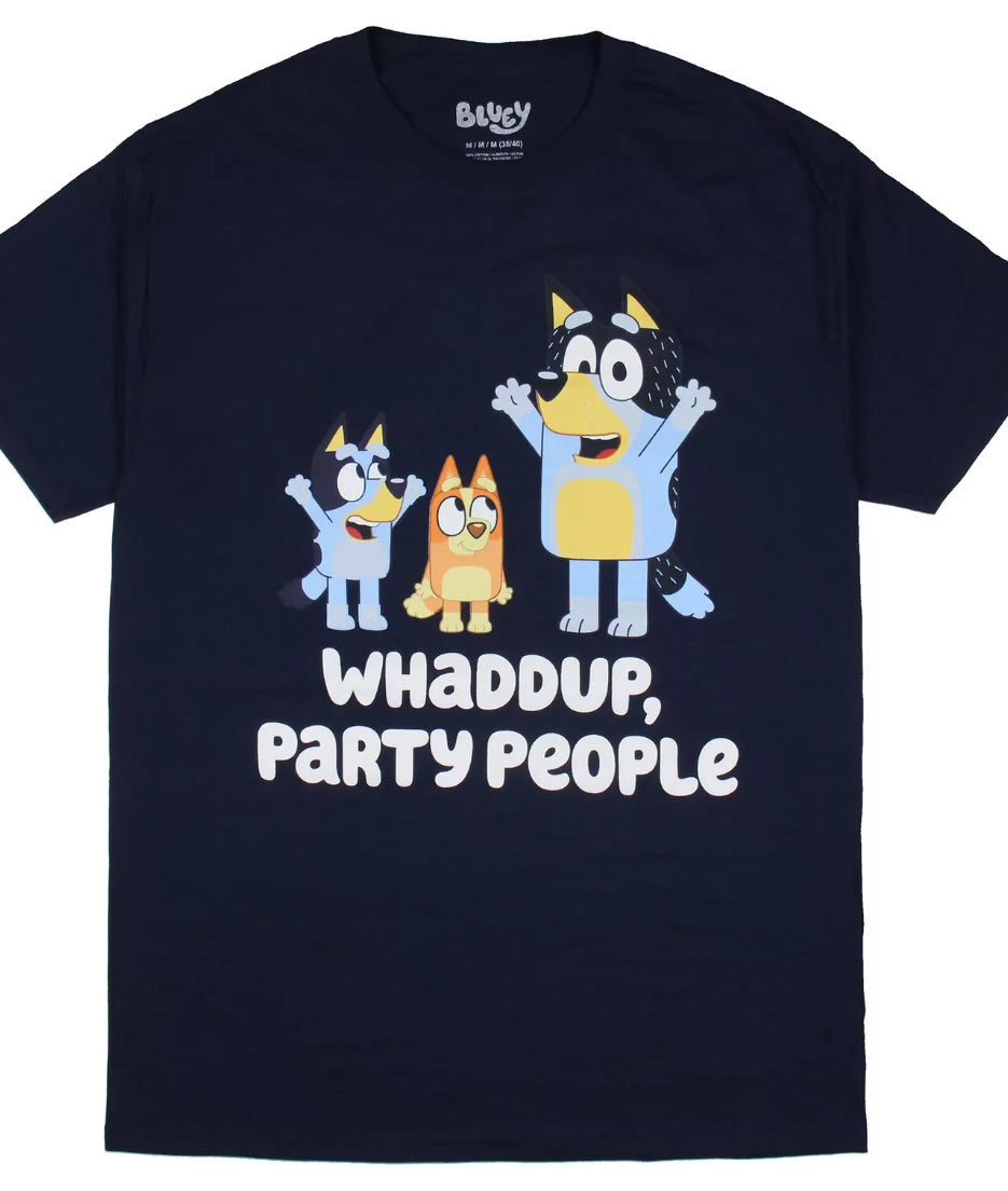 Bluey Men's Whaddup Party People Graphic Print T-Shirt